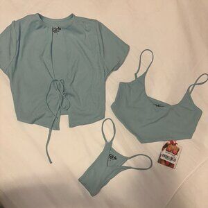 Oh polly 3 piece island dreams bikini set in turquoise